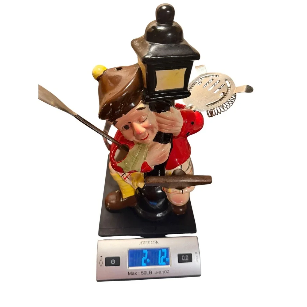 Vintage Kitsch Barware Figurine Cocktail Pick Holder Lamp MCM Retro Whimsical